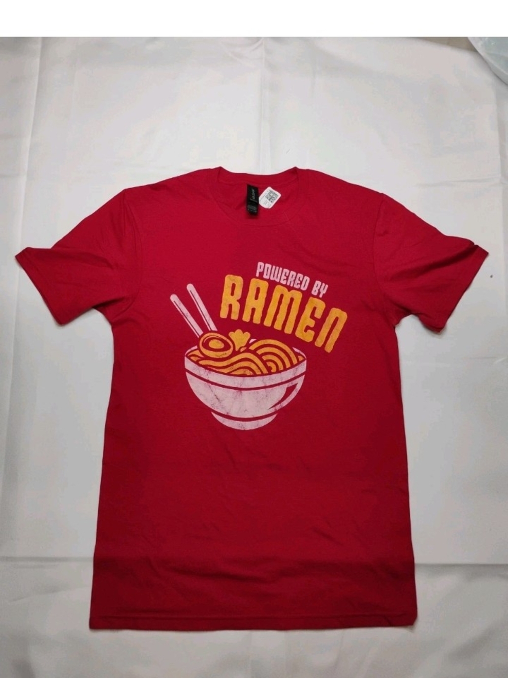 Gildan Red 'Powered by Ramen' Short Sleeve Graphic Tee
